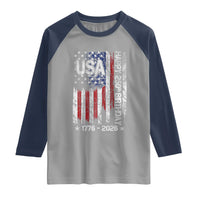250 Years America Anniversary Flag Raglan Shirt 4th of July Patriotic Independence Day