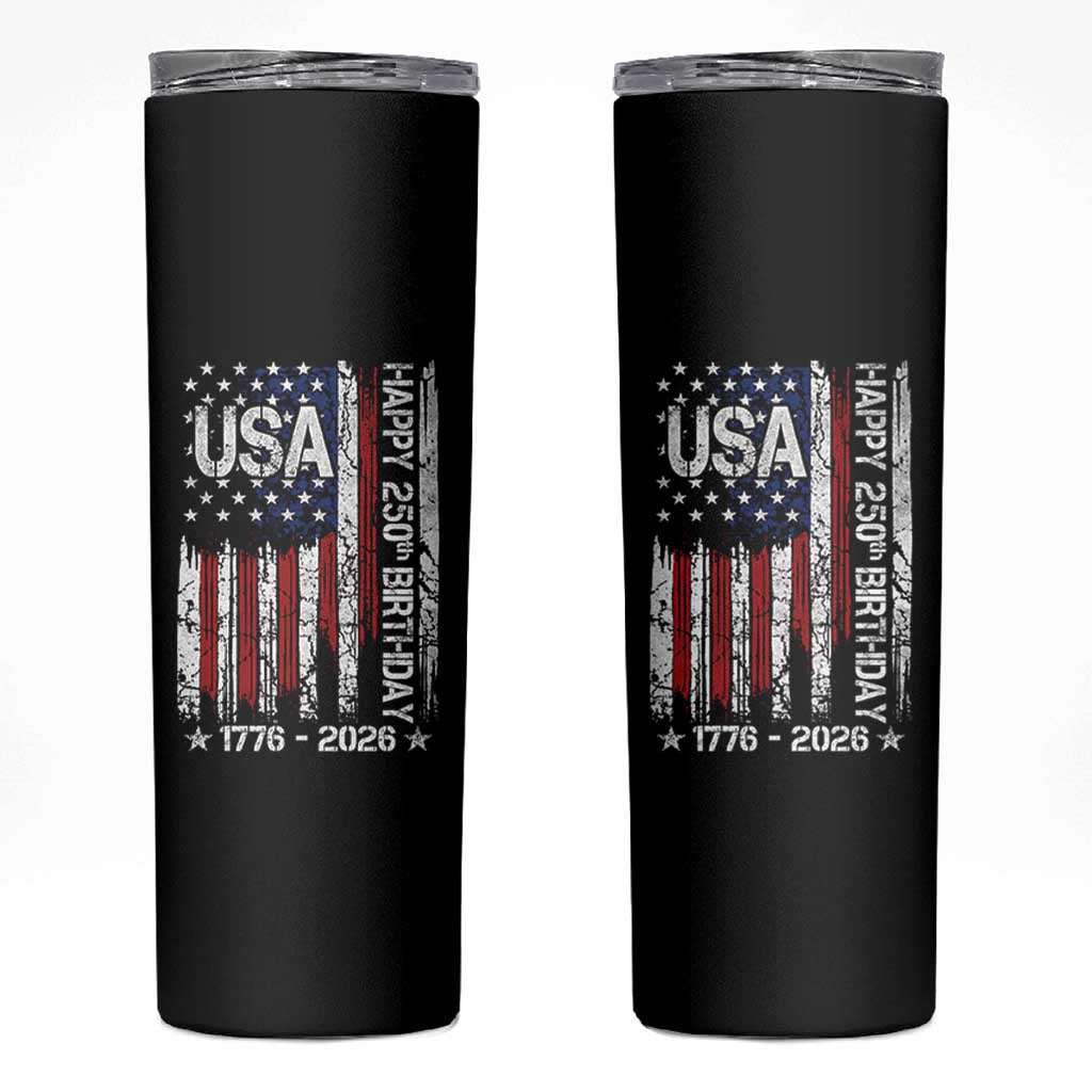 250 Years America Anniversary Flag Skinny Tumbler 4th of July Patriotic Independence Day