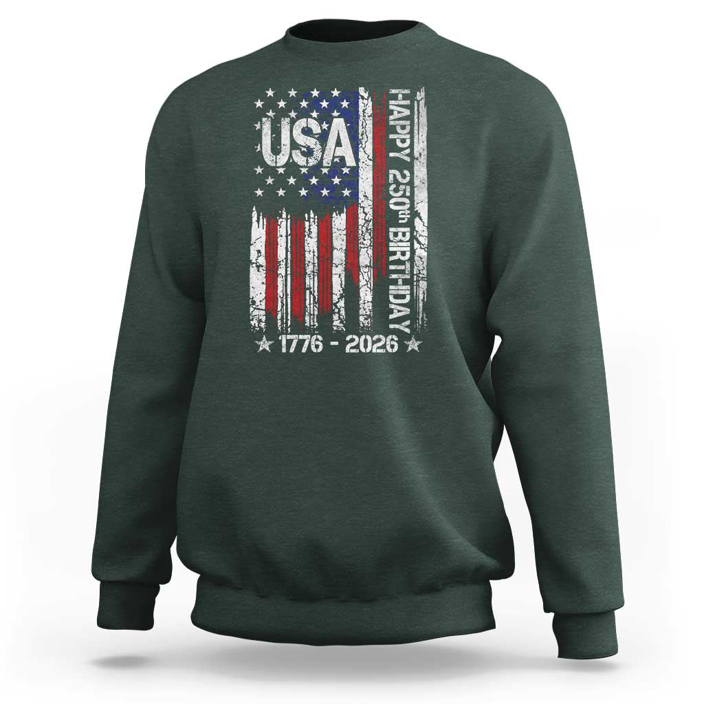 250 Years America Anniversary Flag Sweatshirt 4th of July Patriotic Independence Day