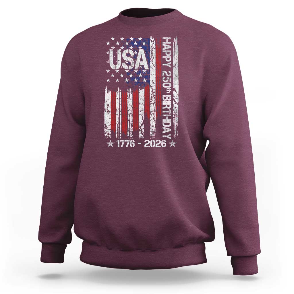 250 Years America Anniversary Flag Sweatshirt 4th of July Patriotic Independence Day
