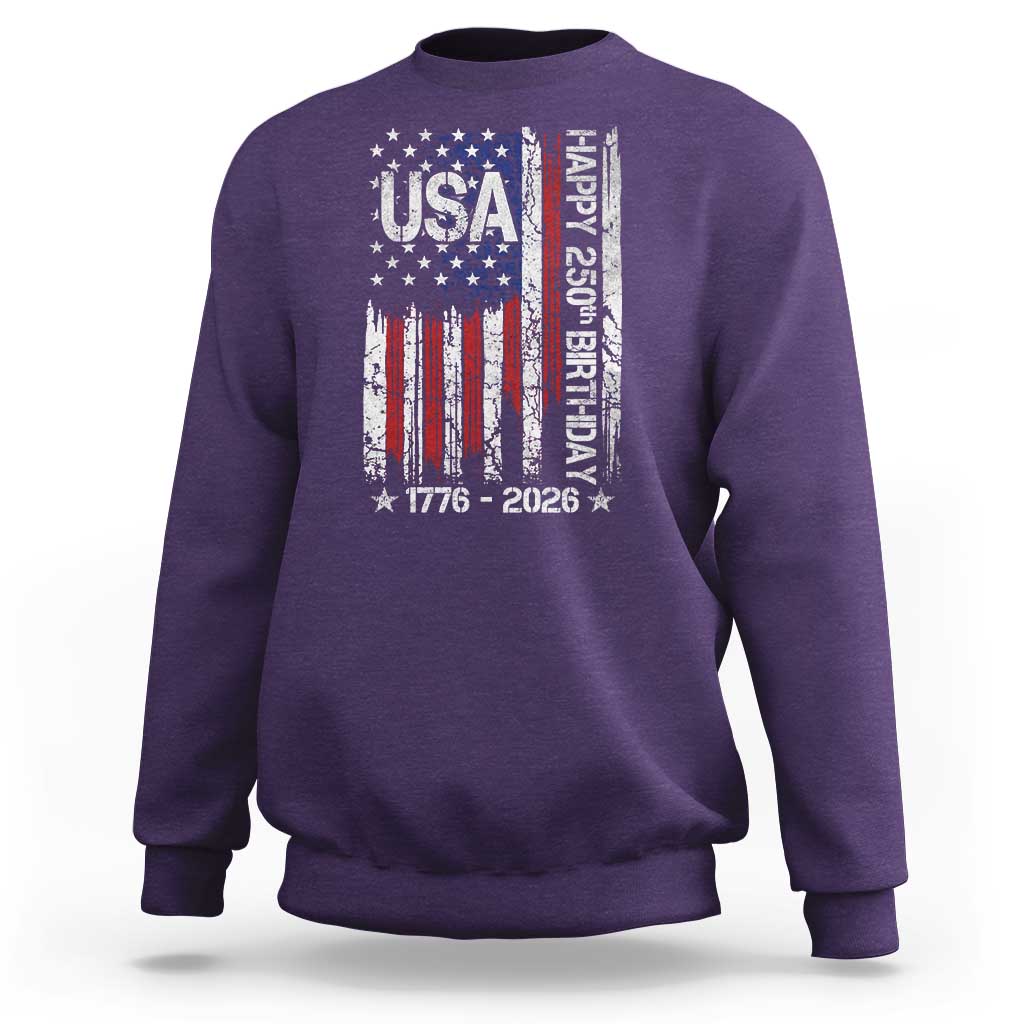 250 Years America Anniversary Flag Sweatshirt 4th of July Patriotic Independence Day