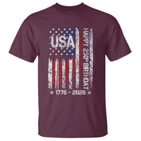 250 Years America Anniversary Flag T Shirt 4th of July Patriotic Independence Day