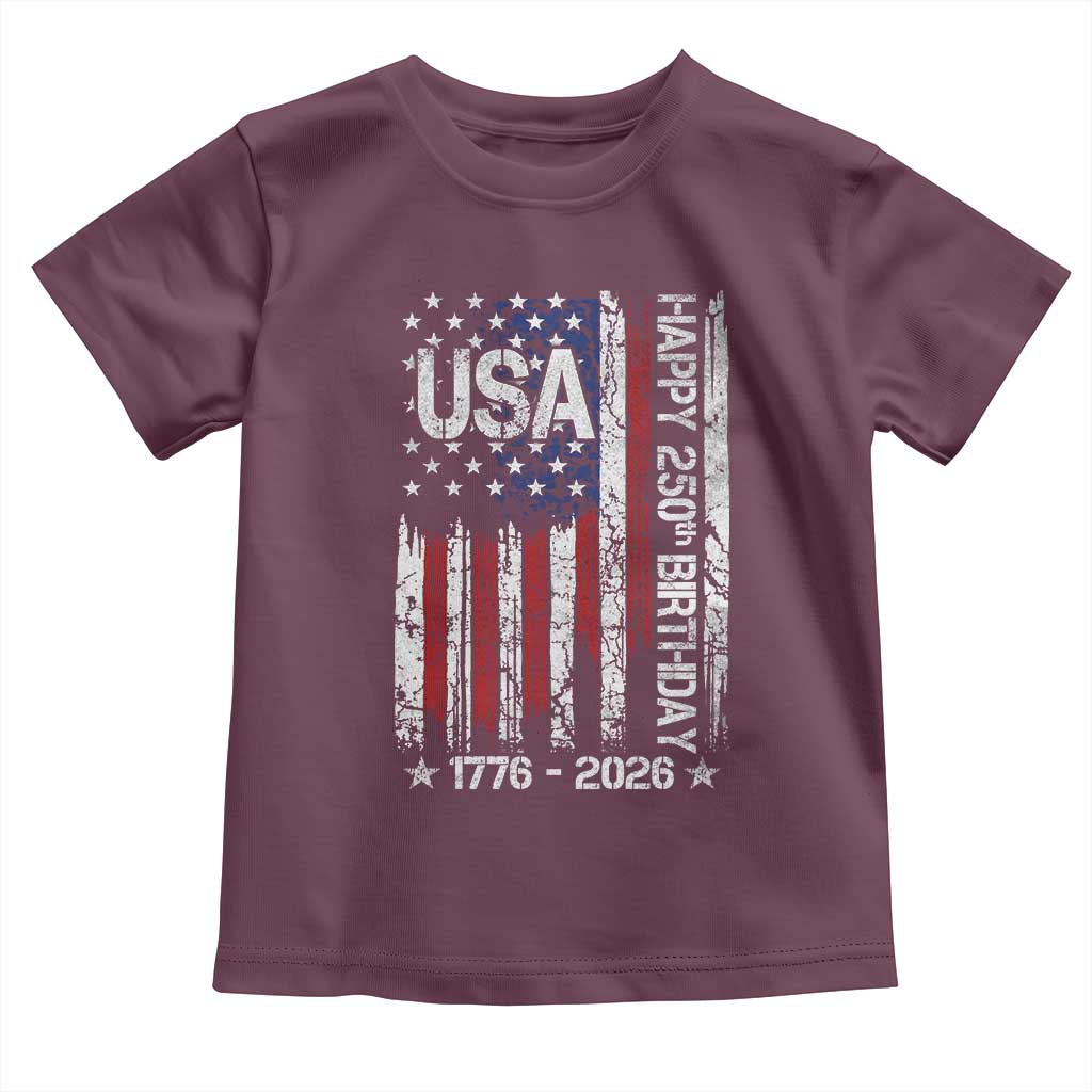 250 Years America Anniversary Flag Toddler T Shirt 4th of July Patriotic Independence Day