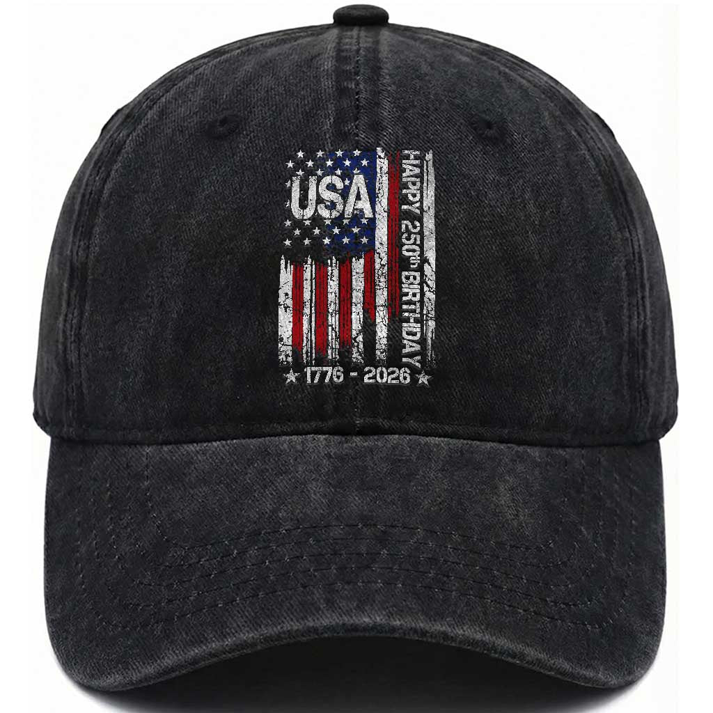 250 Years America Anniversary Flag Washed Cotton Baseball Cap 4th of July Patriotic Independence Day