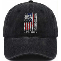 250 Years America Anniversary Flag Washed Cotton Baseball Cap 4th of July Patriotic Independence Day