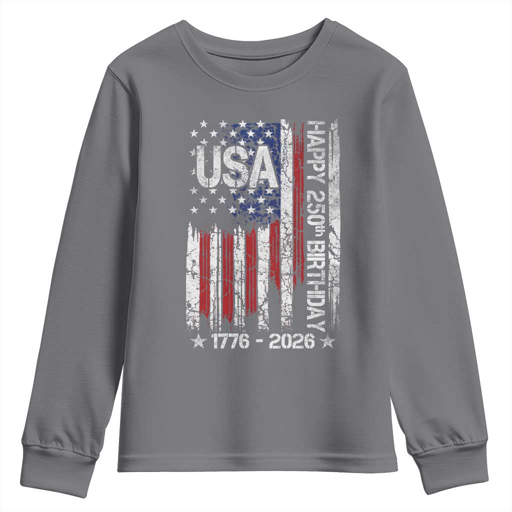250 Years America Anniversary Flag Youth Sweatshirt 4th of July Patriotic Independence Day