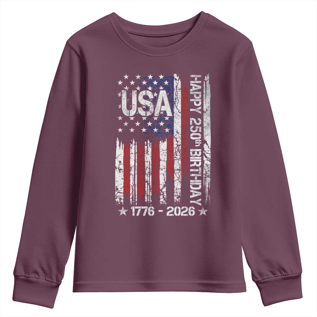 250 Years America Anniversary Flag Youth Sweatshirt 4th of July Patriotic Independence Day