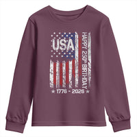 250 Years America Anniversary Flag Youth Sweatshirt 4th of July Patriotic Independence Day