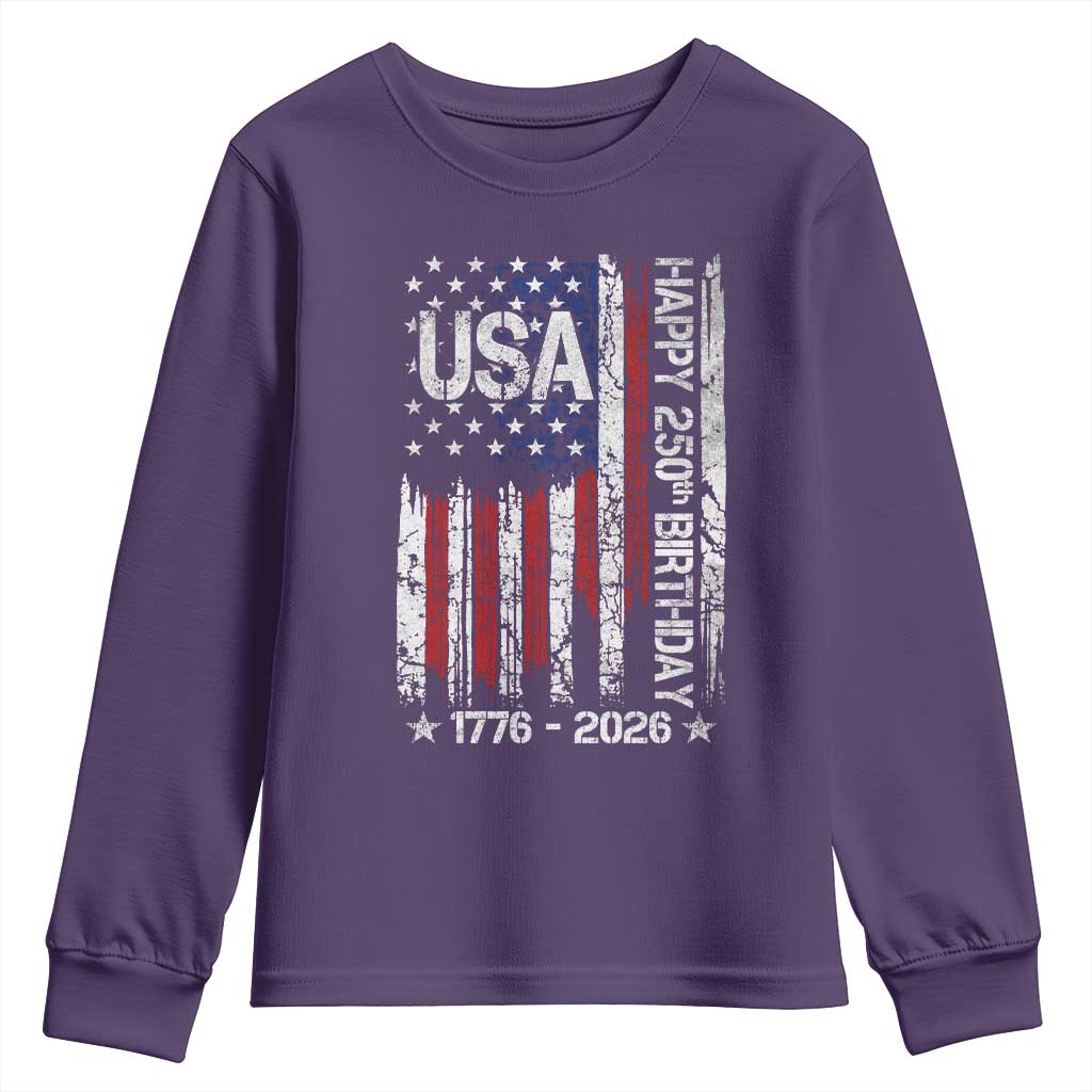 250 Years America Anniversary Flag Youth Sweatshirt 4th of July Patriotic Independence Day