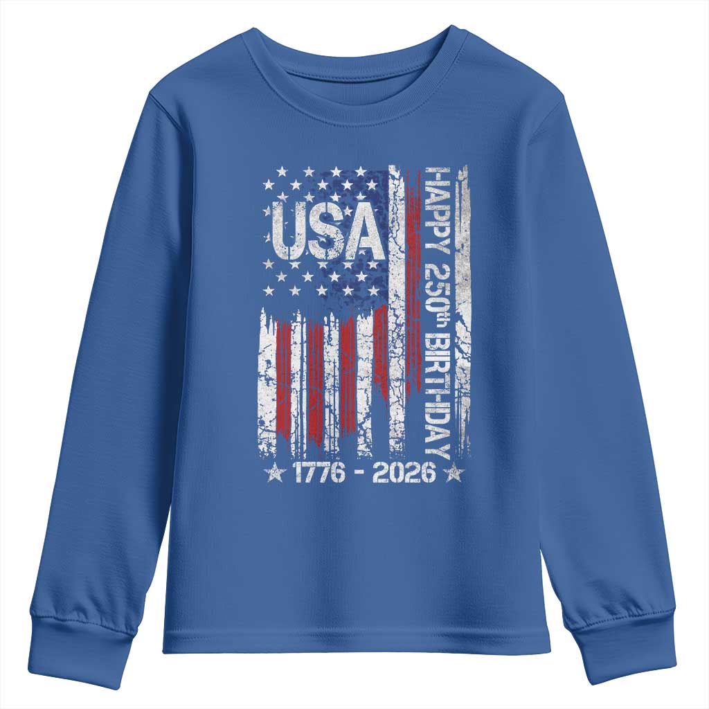 250 Years America Anniversary Flag Youth Sweatshirt 4th of July Patriotic Independence Day