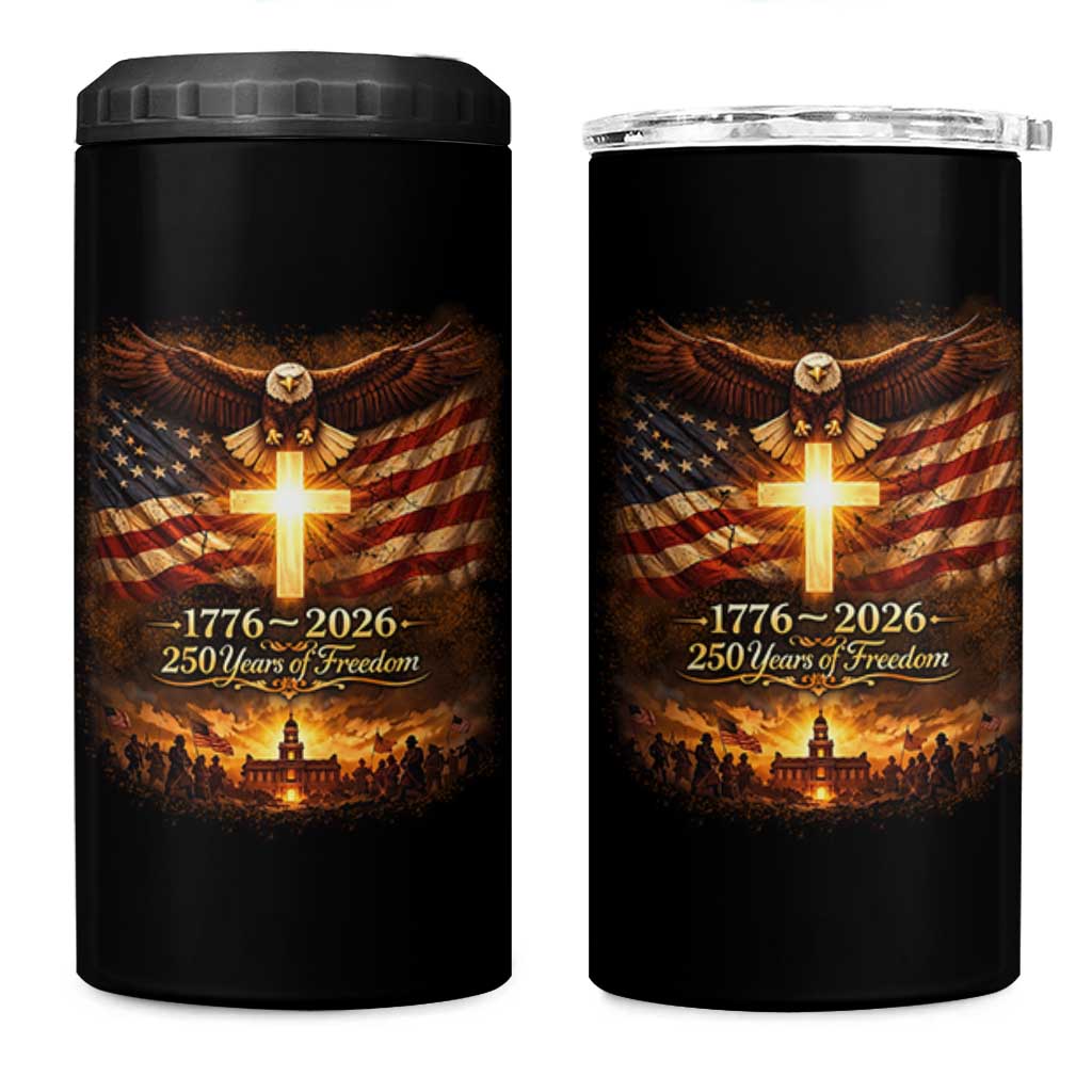 250th Anniversary USA 4 in 1 Can Cooler Tumbler 1776 2026 4th of July Patriotic Us 250 Flag