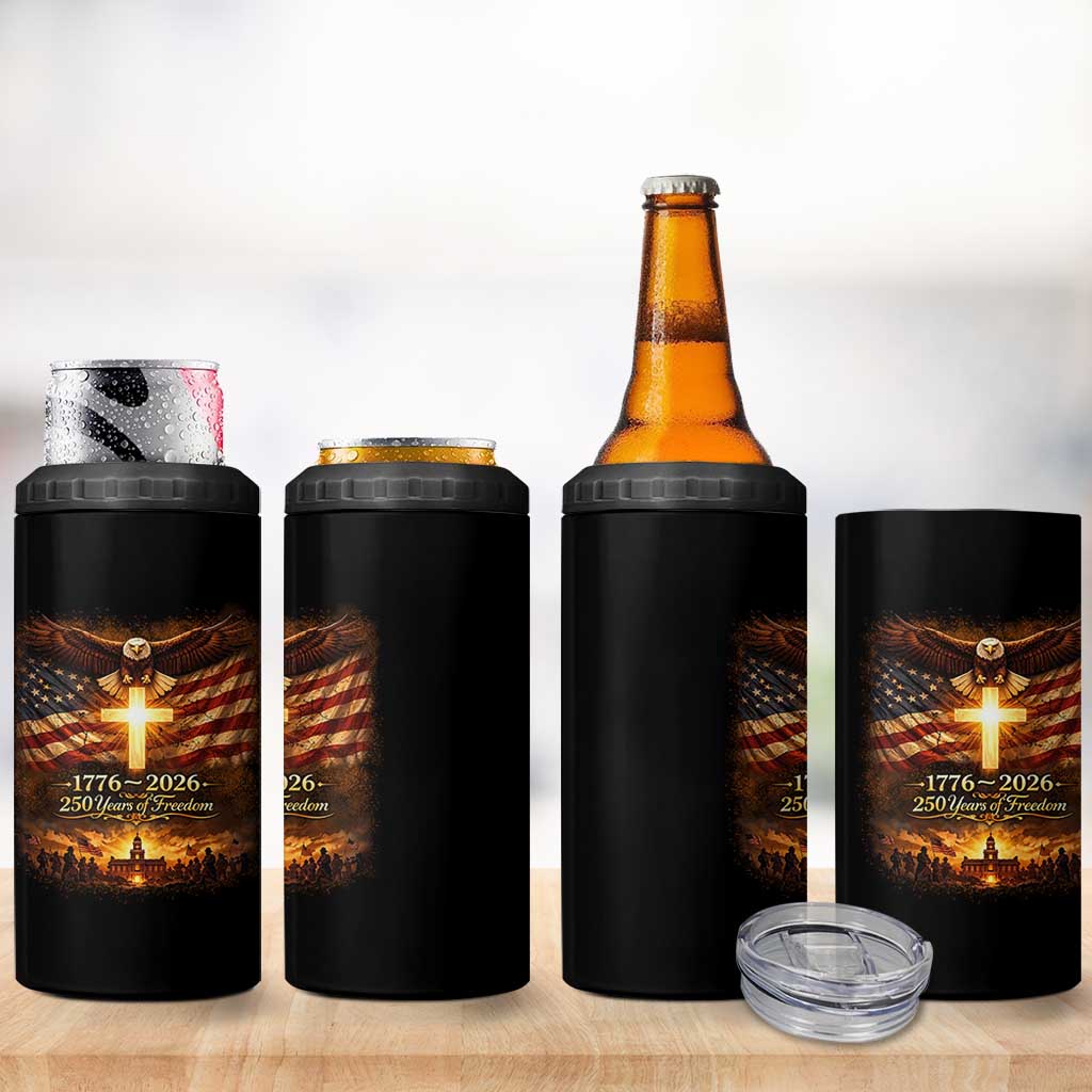 250th Anniversary USA 4 in 1 Can Cooler Tumbler 1776 2026 4th of July Patriotic Us 250 Flag