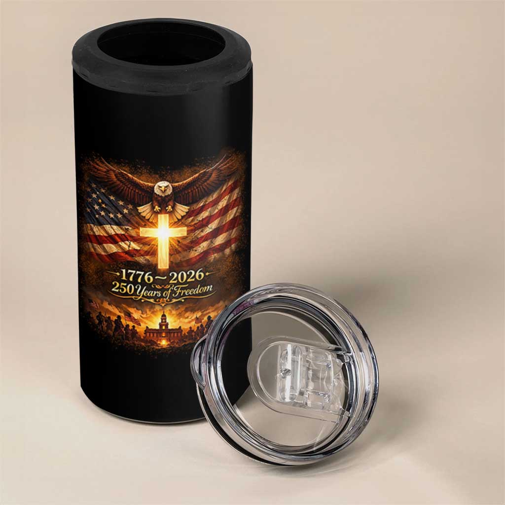 250th Anniversary USA 4 in 1 Can Cooler Tumbler 1776 2026 4th of July Patriotic Us 250 Flag