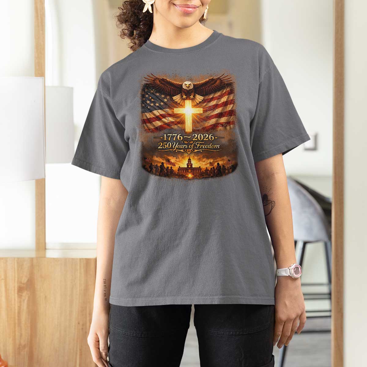 250th Anniversary USA T Shirt For Women 1776 2026 4th of July Patriotic Us 250 Flag
