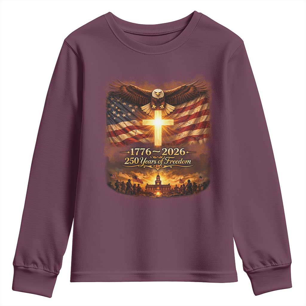 250th Anniversary USA Youth Sweatshirt 1776 2026 4th of July Patriotic Us 250 Flag