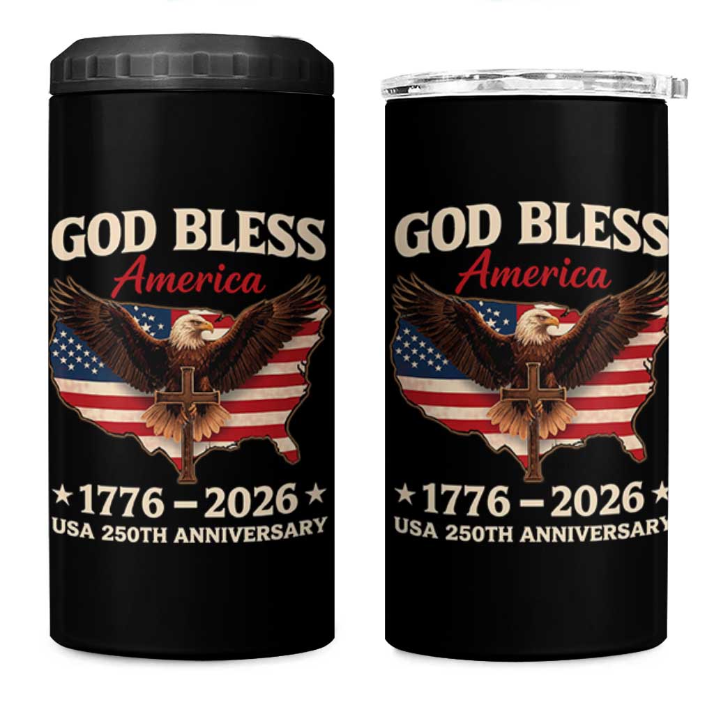God Bless America 250th Anniversary 4 in 1 Can Cooler Tumbler 250 Years USA 4th Of July