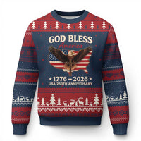God Bless America 250th Anniversary Ugly Christmas Sweater 250 Years USA 4th Of July