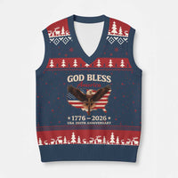 God Bless America 250th Anniversary V-Neck Knit Sweater Vest 250 Years USA 4th Of July