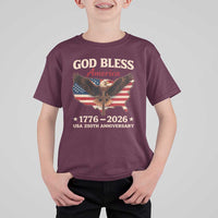 God Bless America 250th Anniversary T Shirt For Kid 250 Years USA 4th Of July