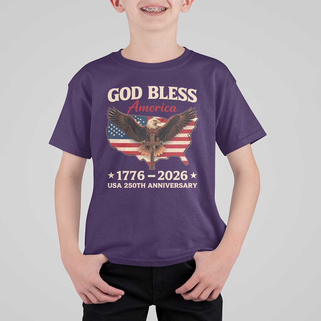 God Bless America 250th Anniversary T Shirt For Kid 250 Years USA 4th Of July