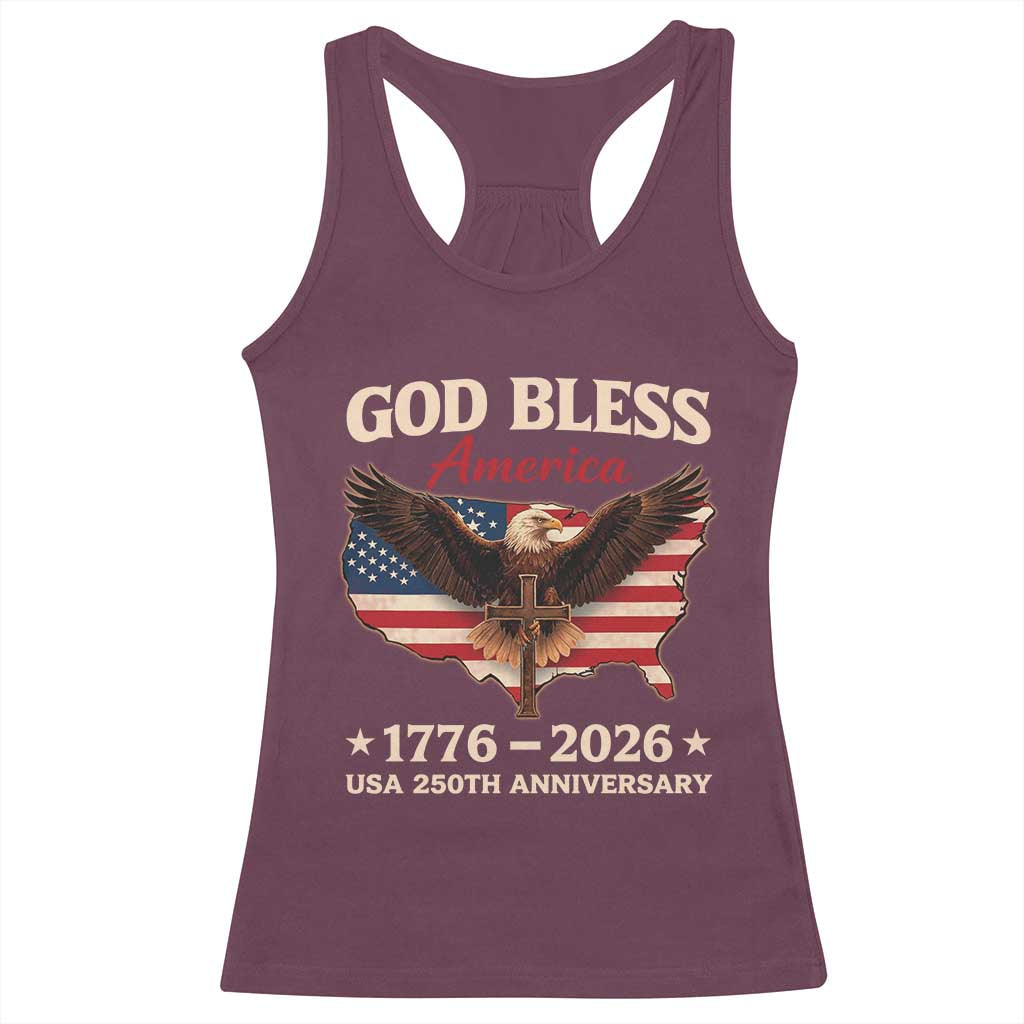 God Bless America 250th Anniversary Racerback Tank Top 250 Years USA 4th Of July