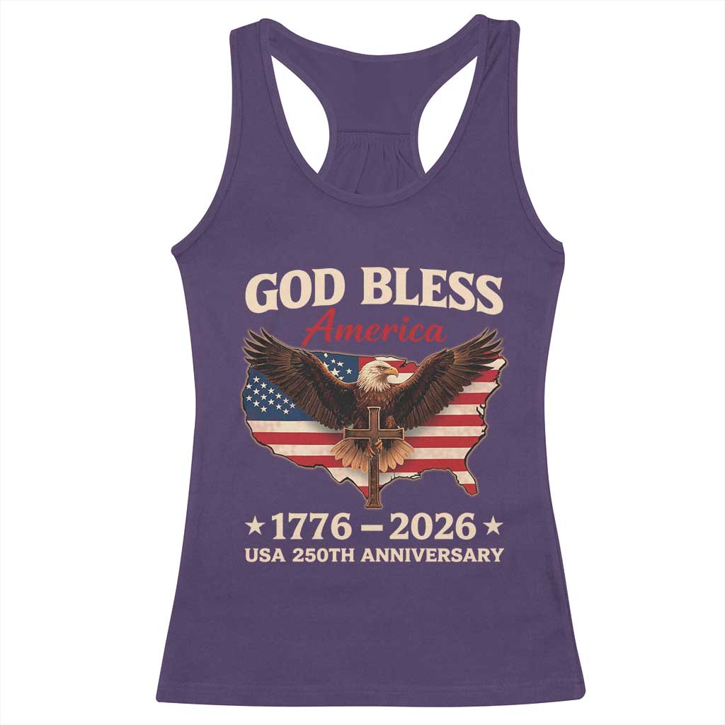 God Bless America 250th Anniversary Racerback Tank Top 250 Years USA 4th Of July