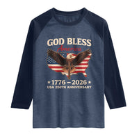 God Bless America 250th Anniversary Raglan Shirt 250 Years USA 4th Of July