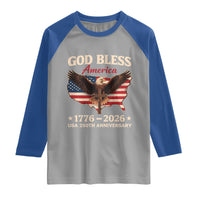 God Bless America 250th Anniversary Raglan Shirt 250 Years USA 4th Of July