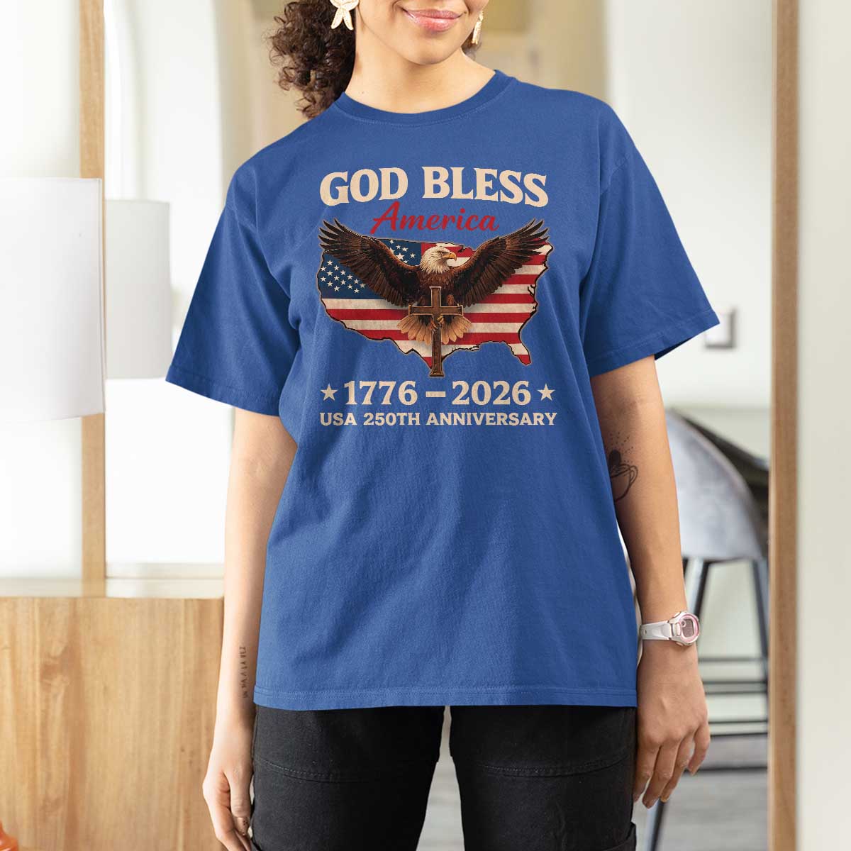 God Bless America 250th Anniversary T Shirt For Women 250 Years USA 4th Of July