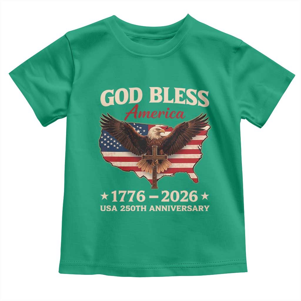 God Bless America 250th Anniversary Toddler T Shirt 250 Years USA 4th Of July
