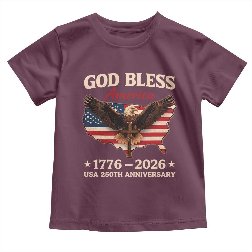 God Bless America 250th Anniversary Toddler T Shirt 250 Years USA 4th Of July