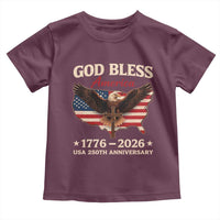 God Bless America 250th Anniversary Toddler T Shirt 250 Years USA 4th Of July