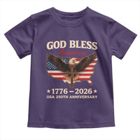 God Bless America 250th Anniversary Toddler T Shirt 250 Years USA 4th Of July