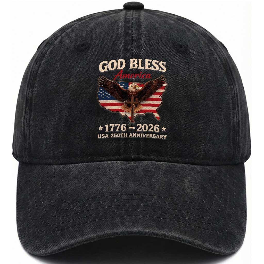 God Bless America 250th Anniversary Washed Cotton Baseball Cap 250 Years USA 4th Of July