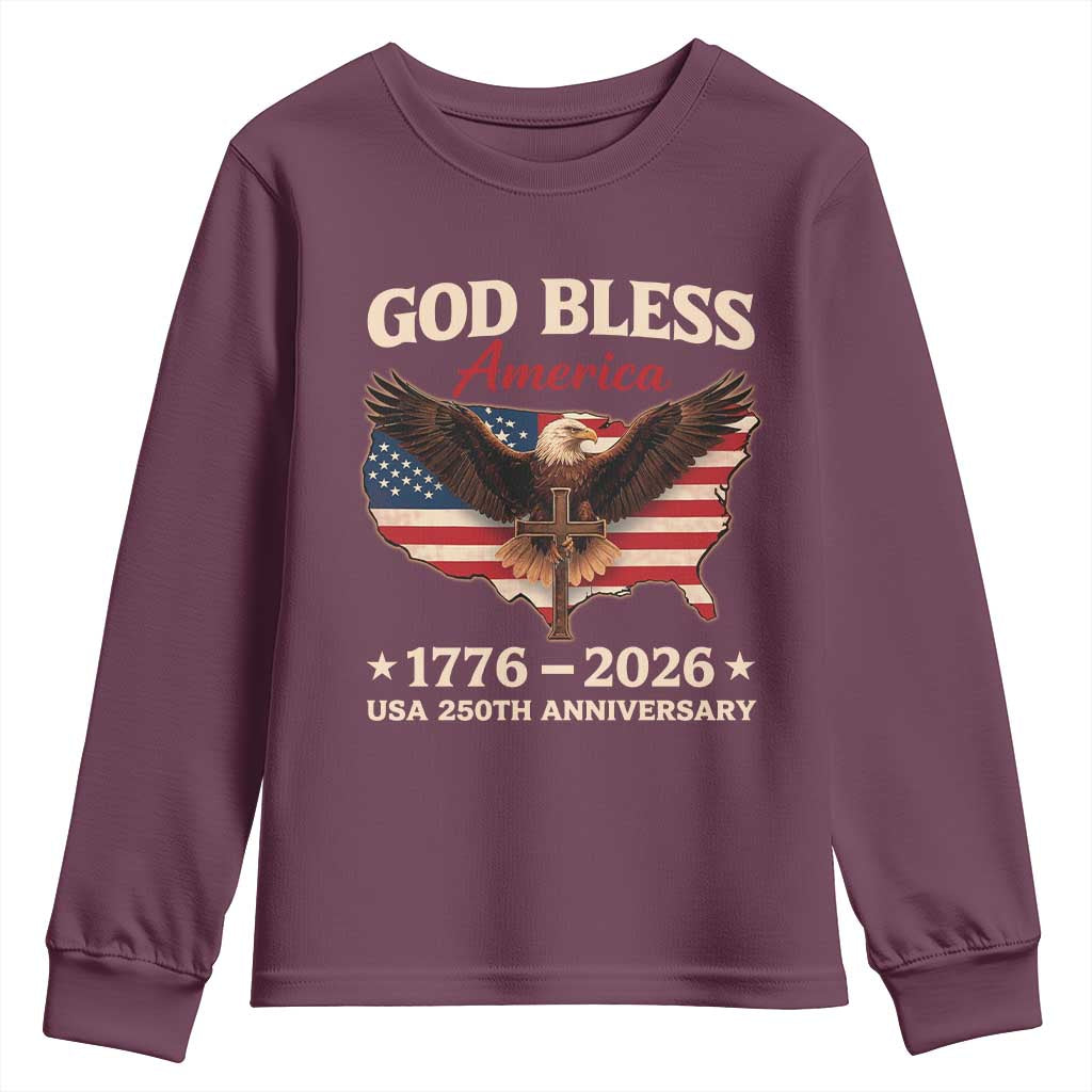 God Bless America 250th Anniversary Youth Sweatshirt 250 Years USA 4th Of July