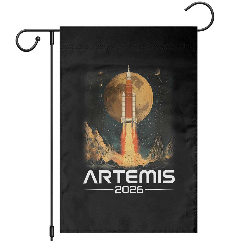 Launch To The Moon Mission Garden Flag