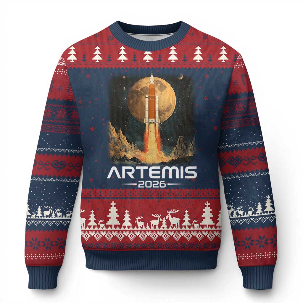 Launch To The Moon Mission Ugly Christmas Sweater