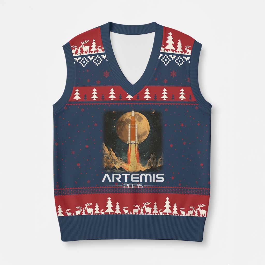 Launch To The Moon Mission V-Neck Knit Sweater Vest