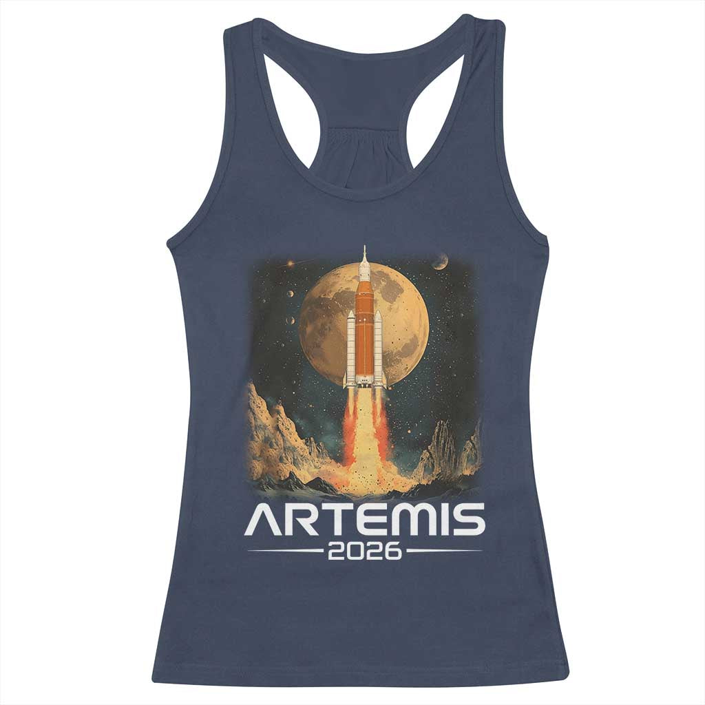 Launch To The Moon Mission Racerback Tank Top