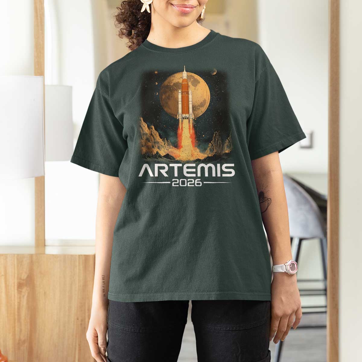 Launch To The Moon Mission T Shirt For Women