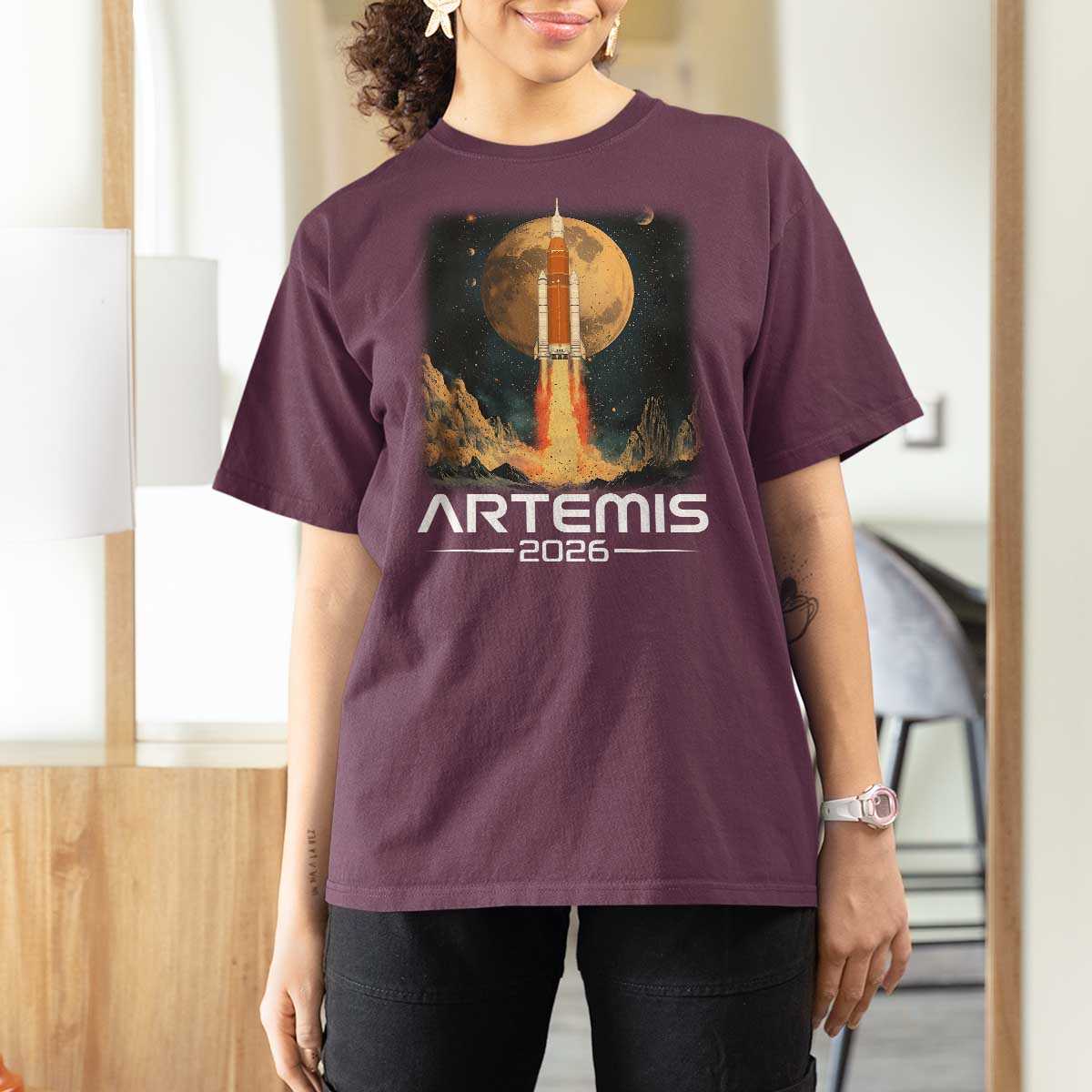 Launch To The Moon Mission T Shirt For Women