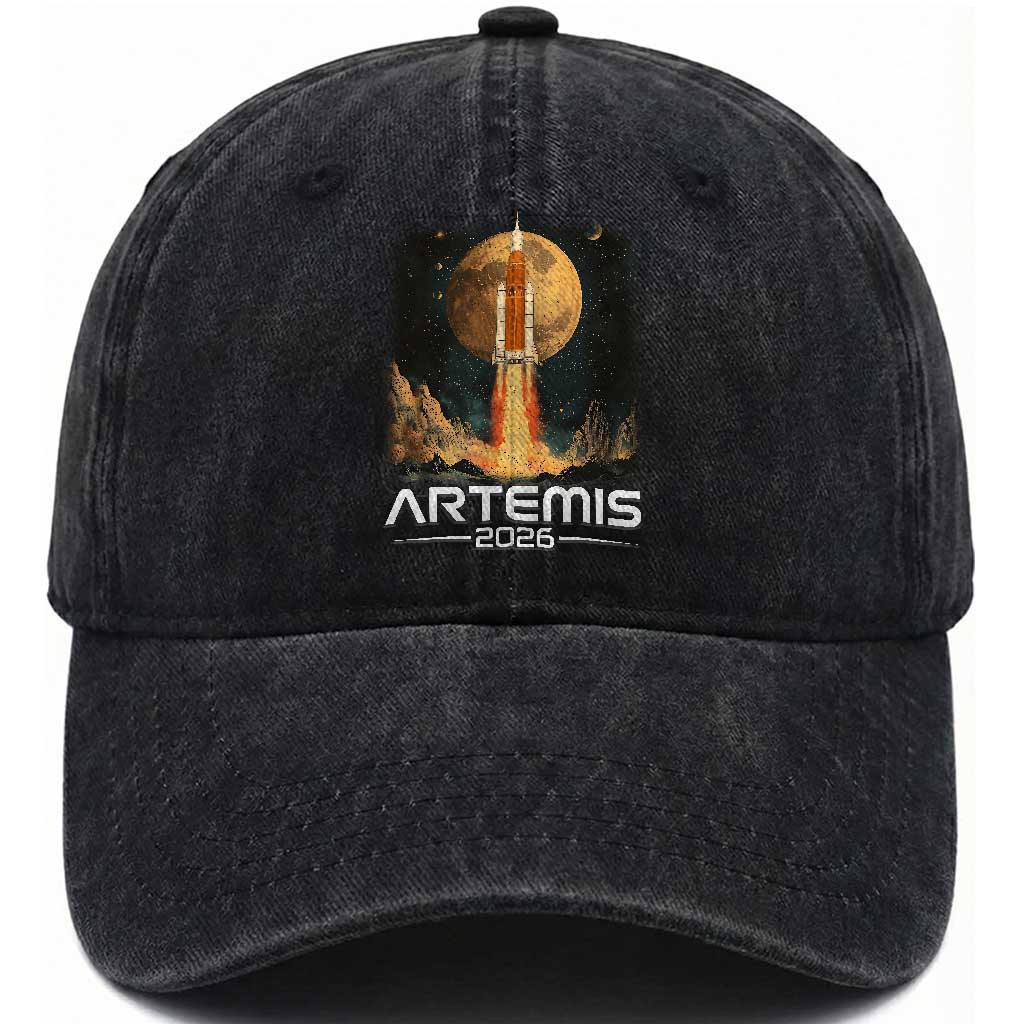 Launch To The Moon Mission Washed Cotton Baseball Cap