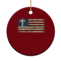 In God We Trust Christian US Flag Ceramic Ornament