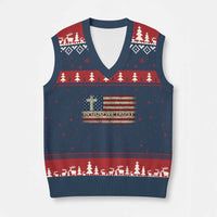 In God We Trust Christian US Flag V-Neck Knit Sweater Vest