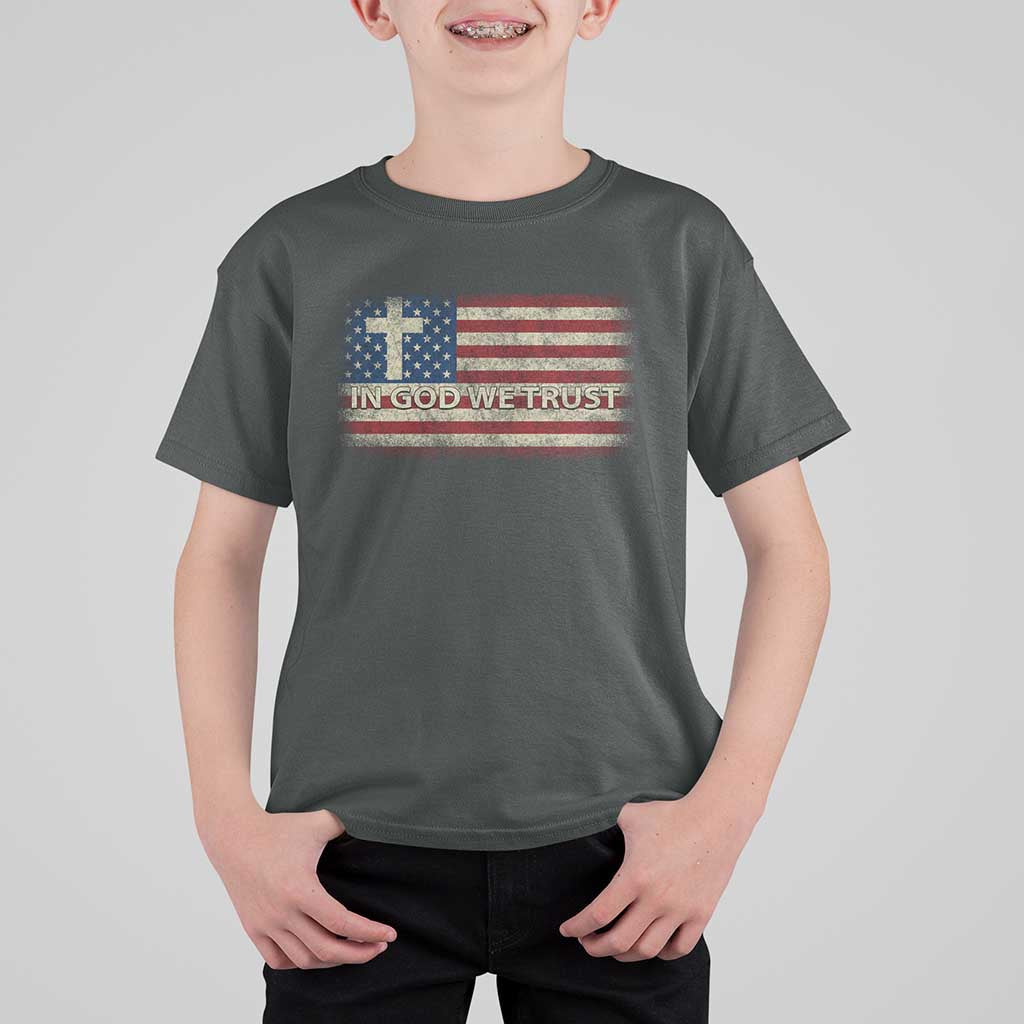 In God We Trust Christian US Flag T Shirt For Kid