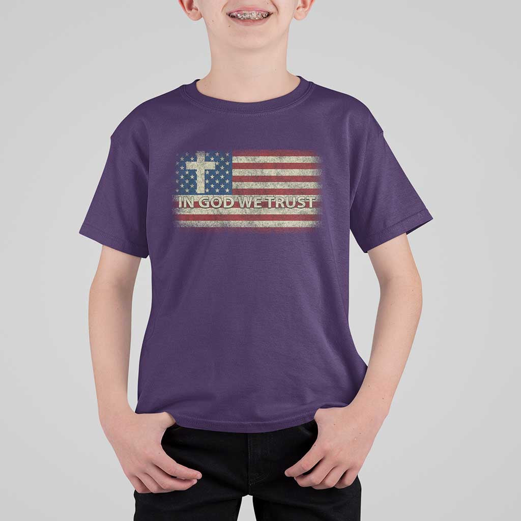 In God We Trust Christian US Flag T Shirt For Kid