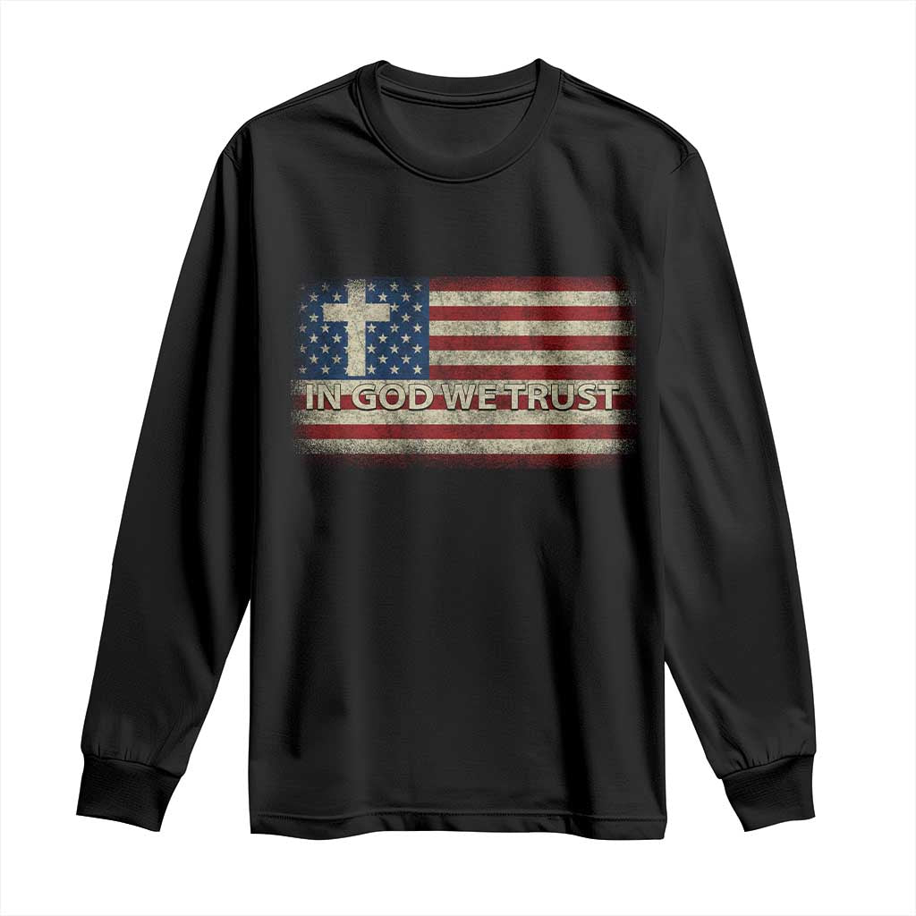 In God We Trust Christian US Flag Long Sleeve Shirt