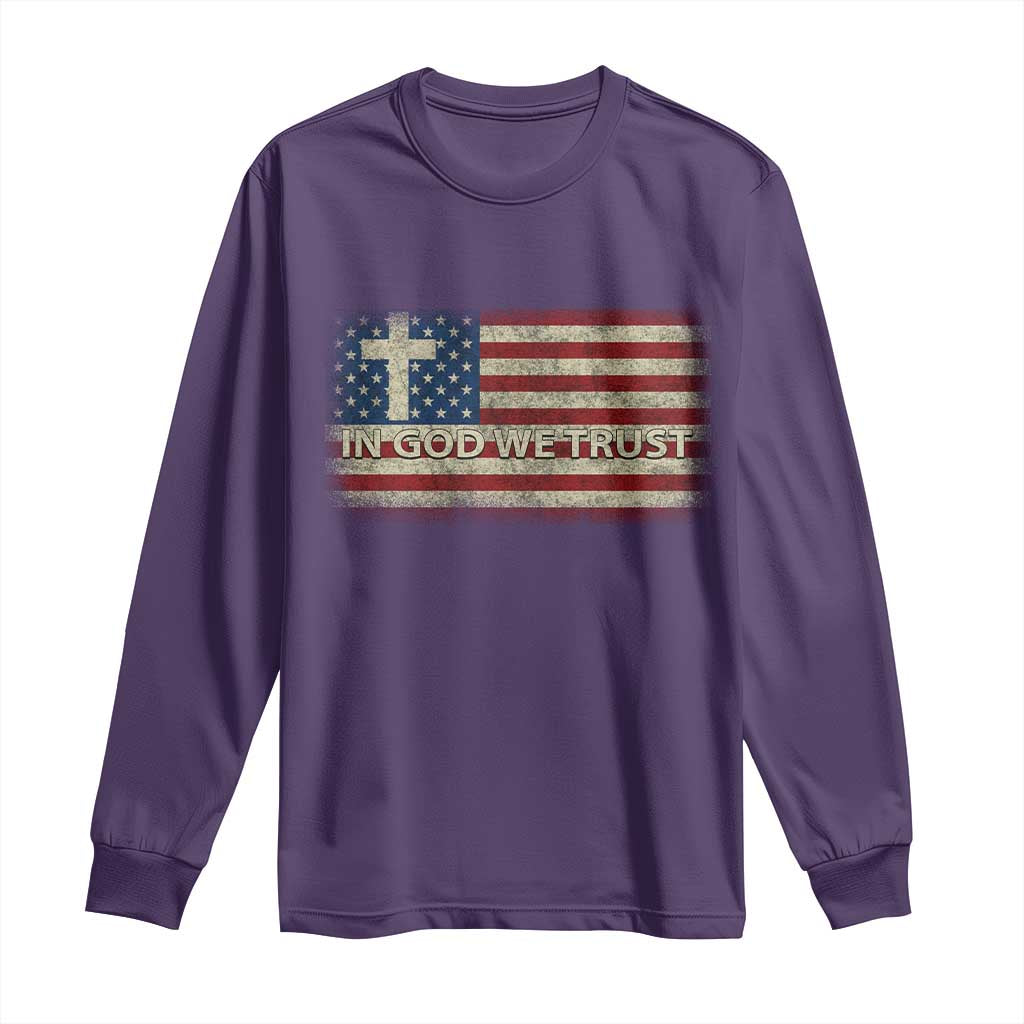 In God We Trust Christian US Flag Long Sleeve Shirt