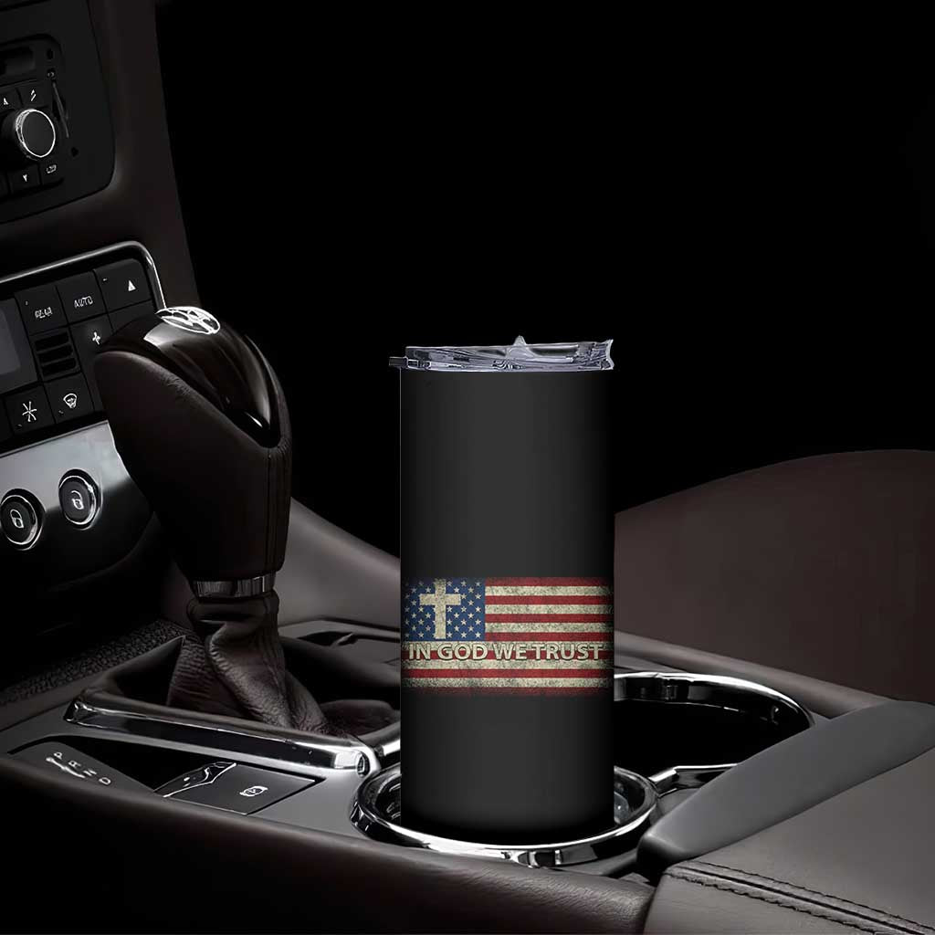 In God We Trust Christian US Flag Skinny Tumbler