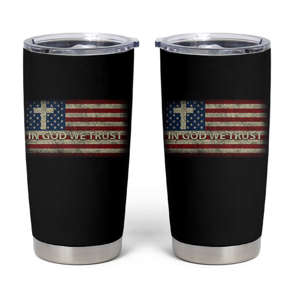 In God We Trust Christian US Flag Tumbler Cup